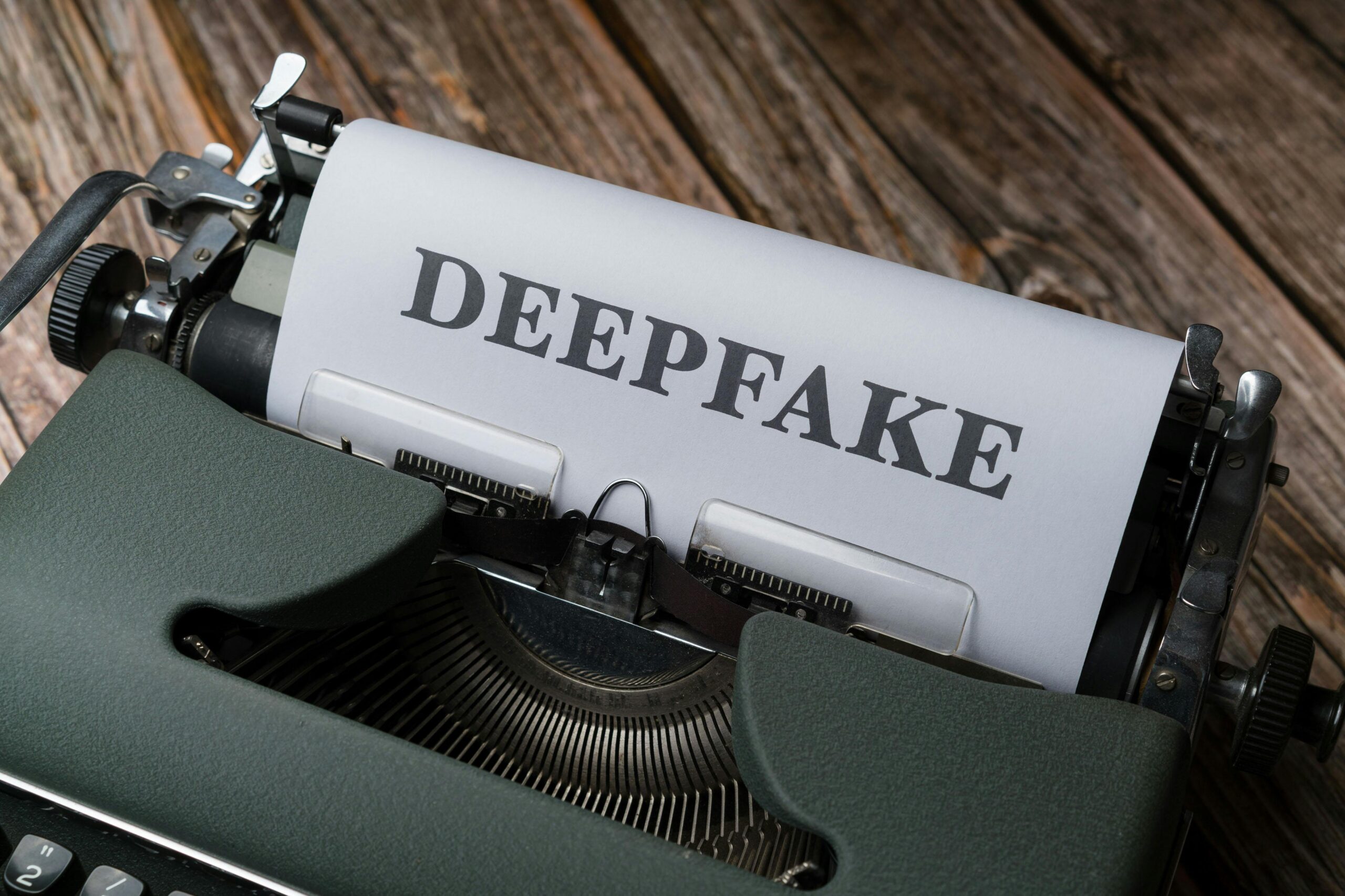 Free A typewriter with the word deepfake on it Stock Photo